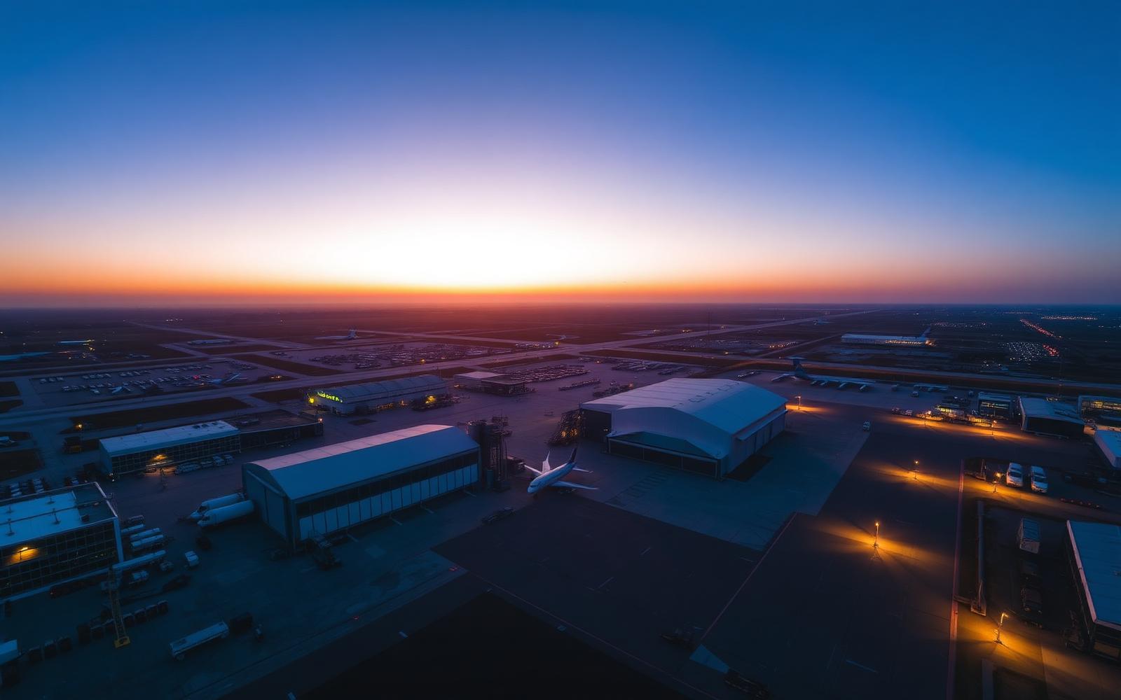 Aerial view of Romaero facility at Băneasa Airport, Bucharest